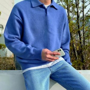 Men's Loose Polo Knitted Sweater