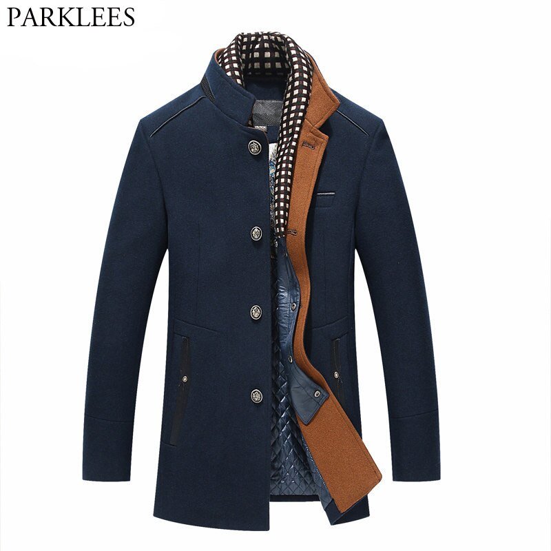 Thicker Mens Trench Coats Winter Long Wool Trench Coat Men Slim Fit Casual Jackets Peacoat Double Collar Woolen Overcoat - Image 7