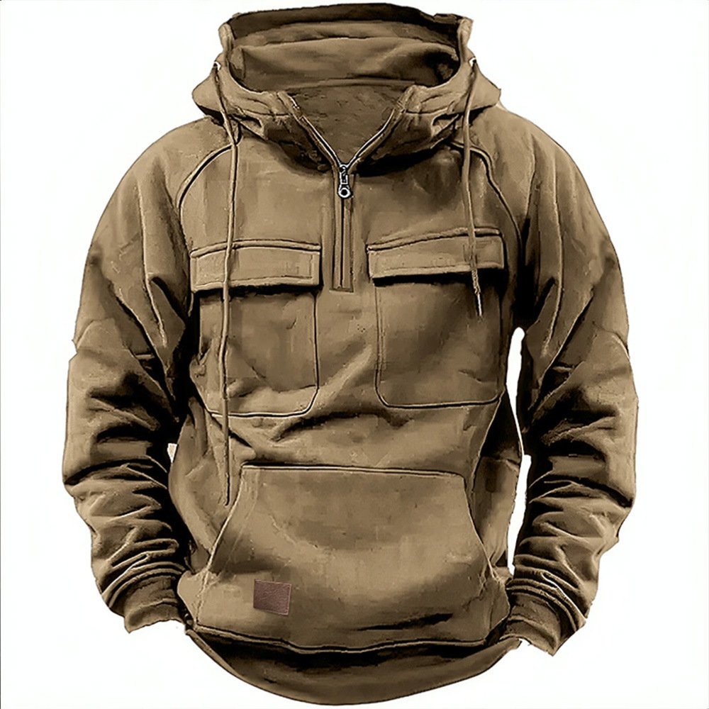 Men's autumn and winter hooded youth hoodie men's workwear solid color casual hoodie - Image 9