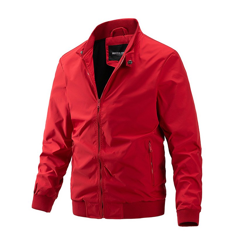 Spring and Autumn Men's Flight Jacket with Stand up Collar for Men - Image 3