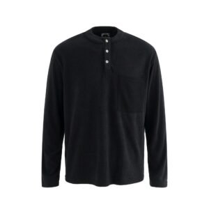 Simple Solid Color Stand Collar Button Detail Hoodie Unisex Trendy Loose Casual Top