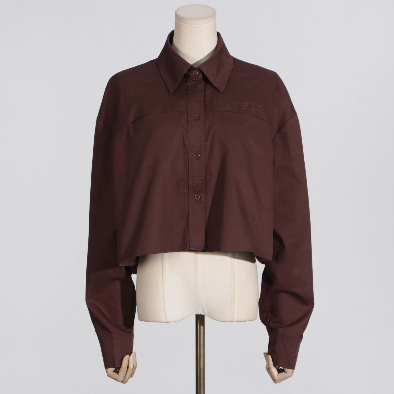 Minimalist style women's casual loose solid color long sleeved short shirt - Image 2