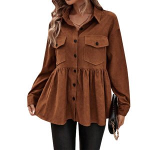 Women's versatile commuter long-sleeved shirt retro loose cardigan top