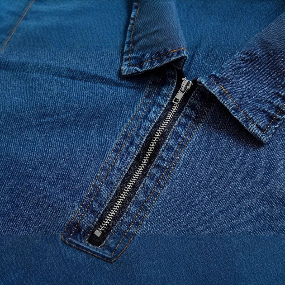 Fashionable retro long sleeved lapel denim shirt top - Image 4