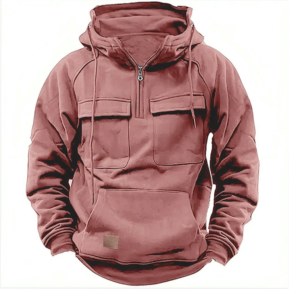 Men's autumn and winter hooded youth hoodie men's workwear solid color casual hoodie - Image 5