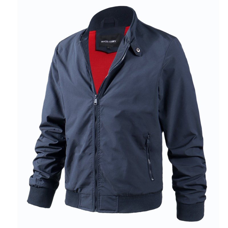 Spring and Autumn Men's Flight Jacket with Stand up Collar for Men - Image 6