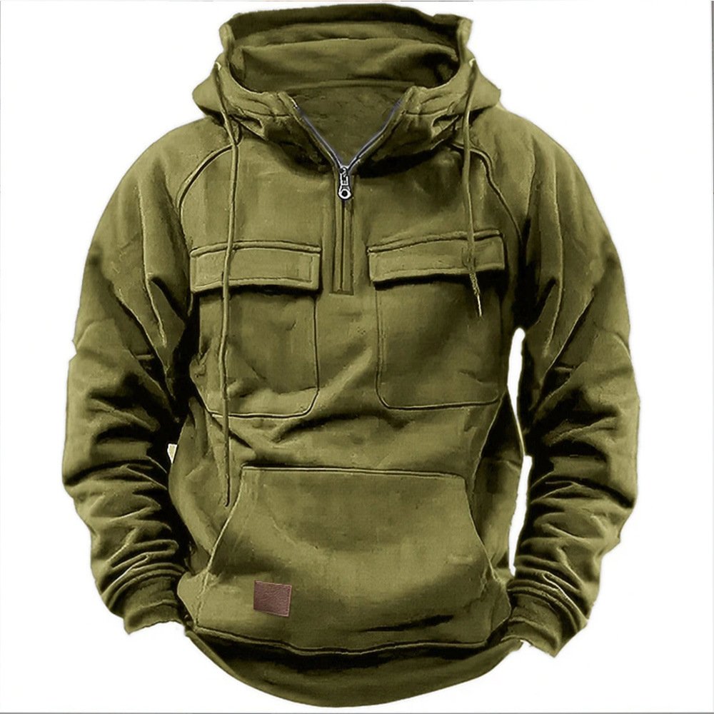 Men's autumn and winter hooded youth hoodie men's workwear solid color casual hoodie - Image 10