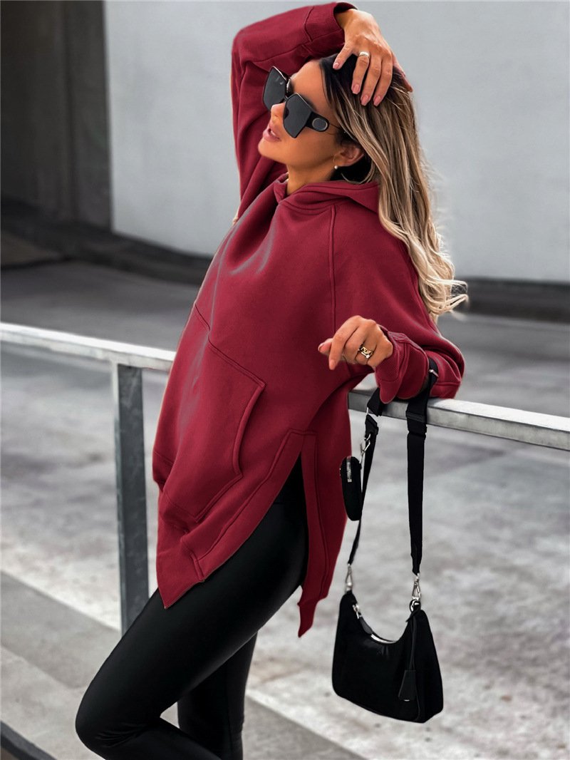 Pocket style slit pullover hoodie - Image 9