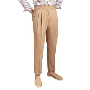 Casual trousers Italian high waisted straight leg trousers retro trendy men