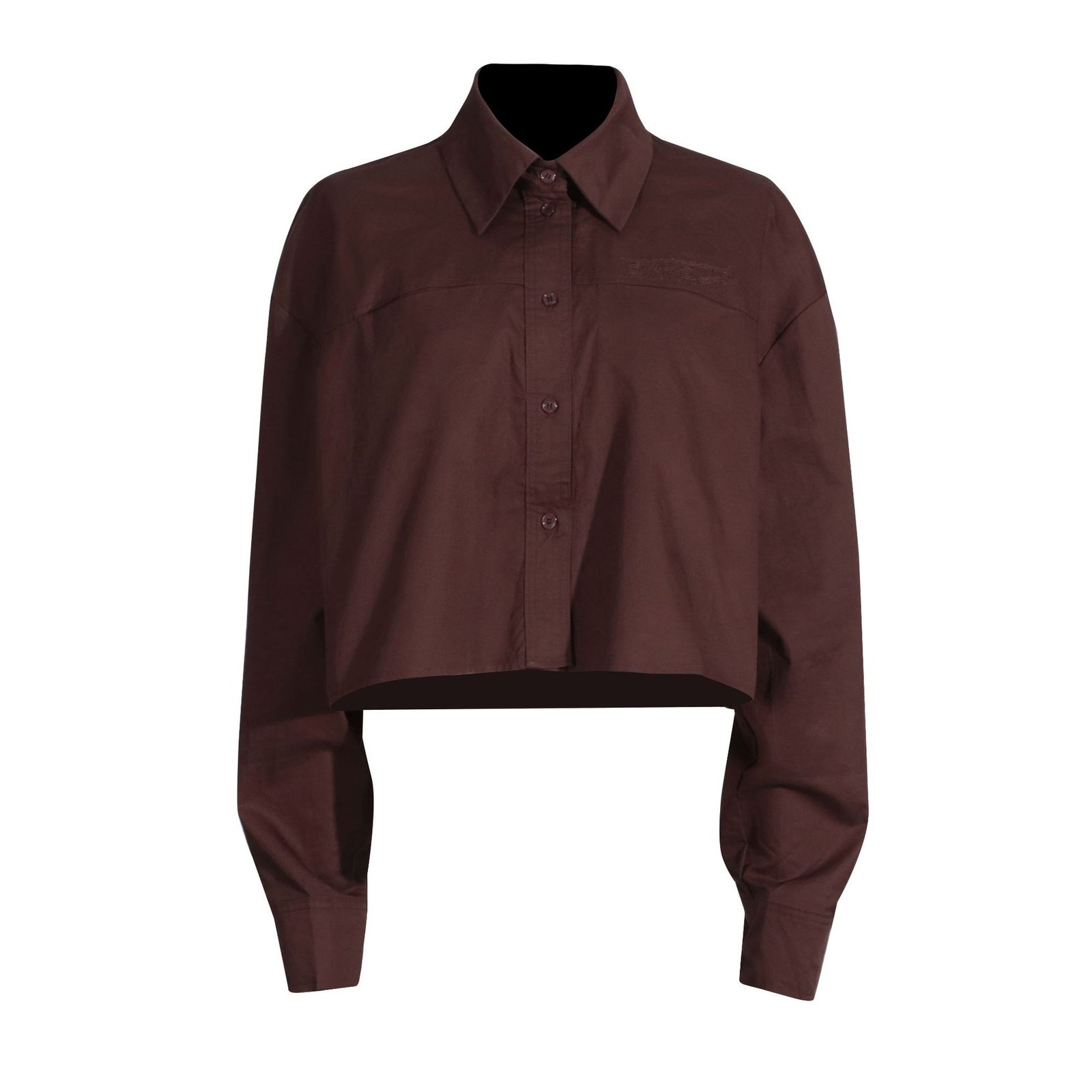 Minimalist style women's casual loose solid color long sleeved short shirt - Image 5