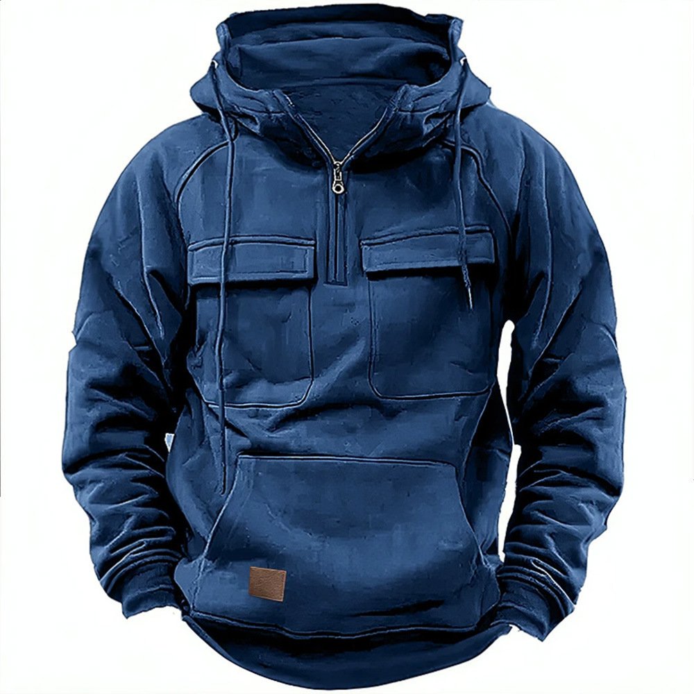 Men's autumn and winter hooded youth hoodie men's workwear solid color casual hoodie - Image 12