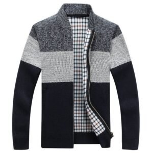 Winter Men's Jackets Thick Cardigan Coats Men's Brand Clothing Autumn Gradient knitted Zipper Coat
