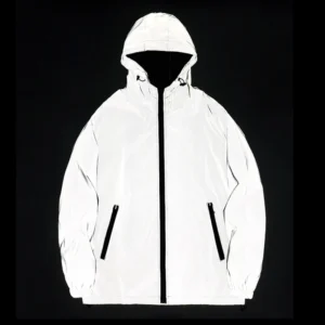 Night Reflective Jackets Double fabric Windbreaker Hooded Jacket Men Hip Hop Dancer singer Waterproof Zipper Coats Outwear