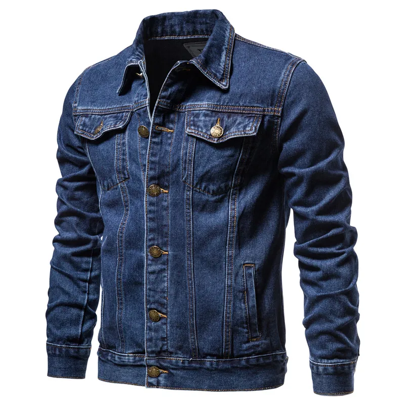 2025 Autumn Men Solid Denim Jackets Fashion Motorcycle Vintage Jeans Jackets Hommes Slim Fit Cotton Casual Black Blue Coats - Image 4