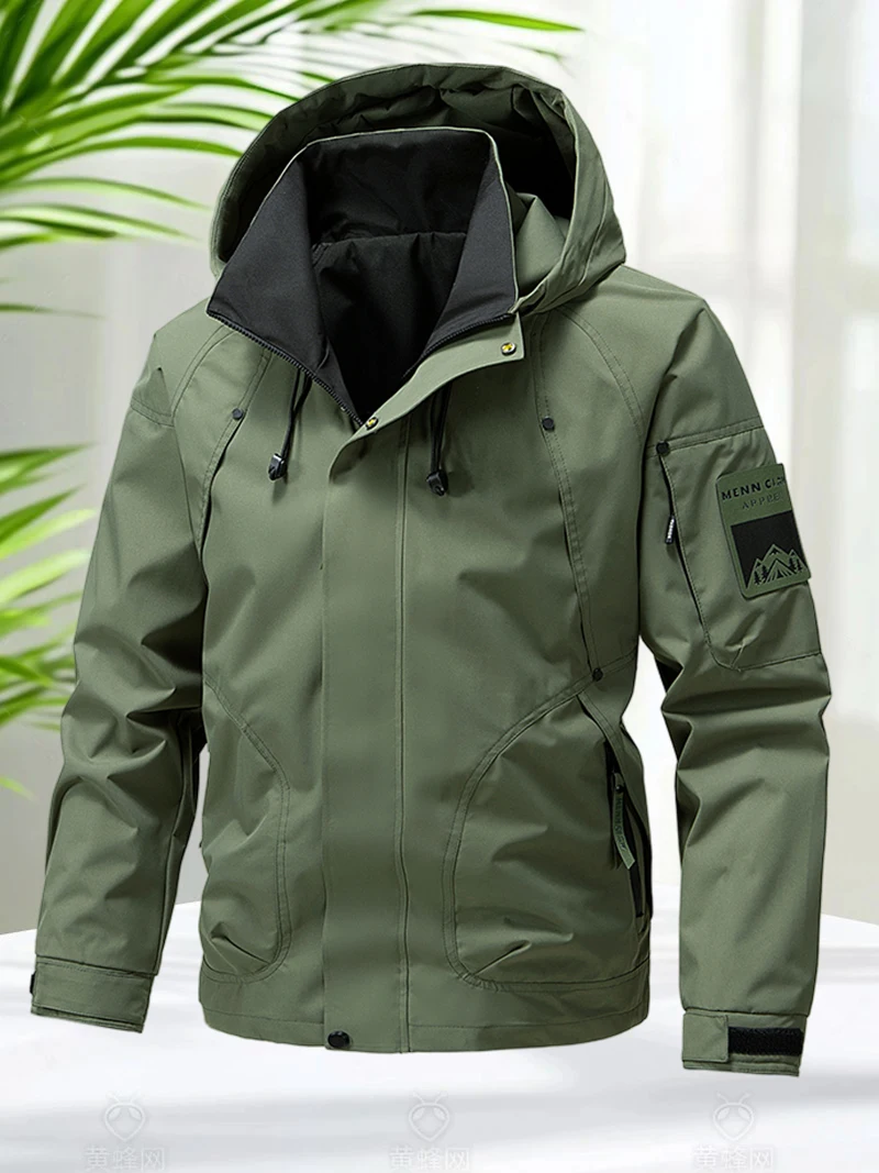 Waterproof Jacket Men Outdoor Softshell Zip Up Hooded Jacket Windbreaker Hiking Camping Coats Lightweight Spring Autumn Coats - Image 2