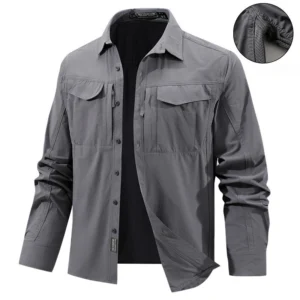 Men Tactical Shirt Men Quick Dry Long Sleeve Cargo Shirts Outdoor Casual Breathable Multi-pocket Hiking Fishing Work Shirt