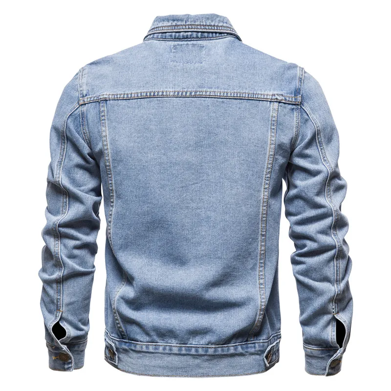 2025 Autumn Men Solid Denim Jackets Fashion Motorcycle Vintage Jeans Jackets Hommes Slim Fit Cotton Casual Black Blue Coats - Image 3