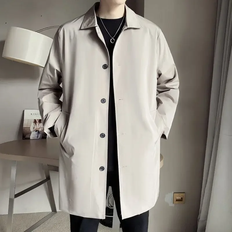 Men's Medium-Length Casual Trench Jacket Overcoat, trendy British Style Spring Autumn new Arrival - Image 6