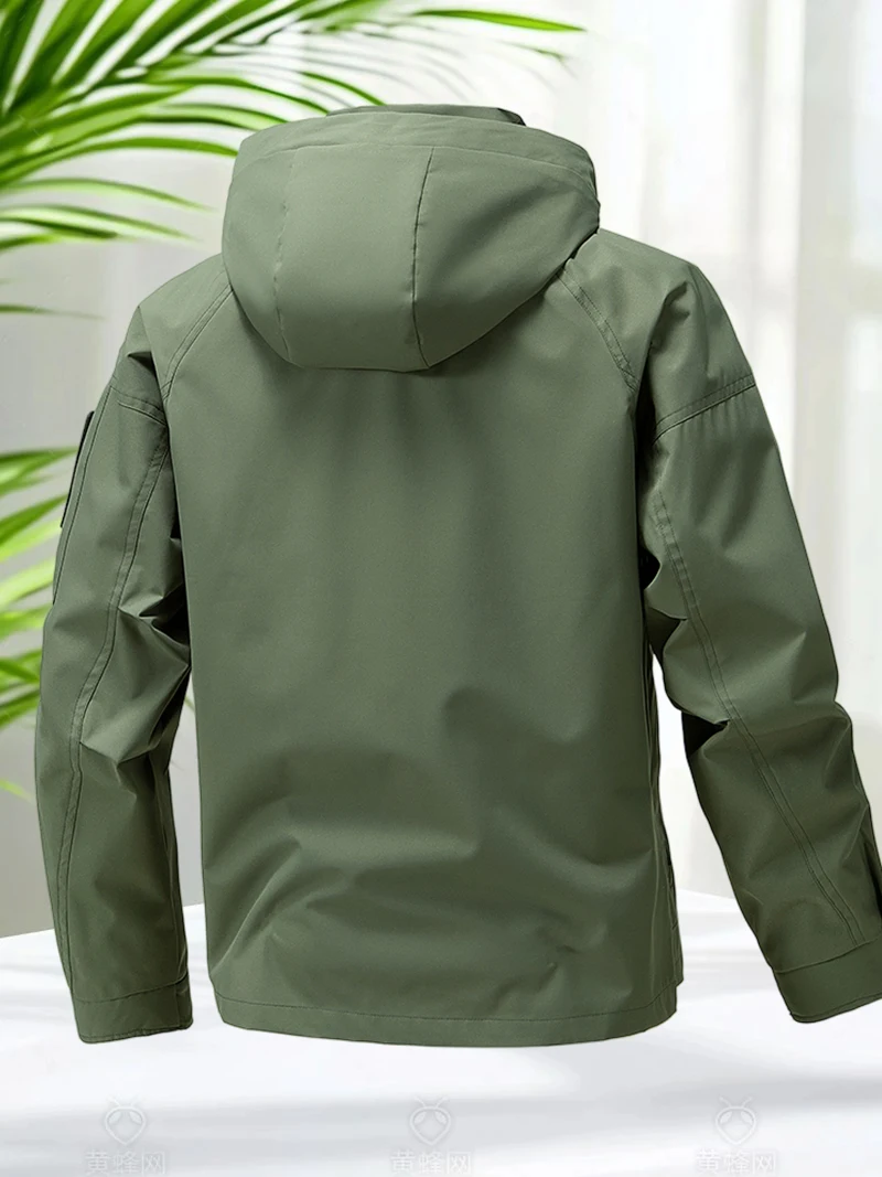 Waterproof Jacket Men Outdoor Softshell Zip Up Hooded Jacket Windbreaker Hiking Camping Coats Lightweight Spring Autumn Coats - Image 5