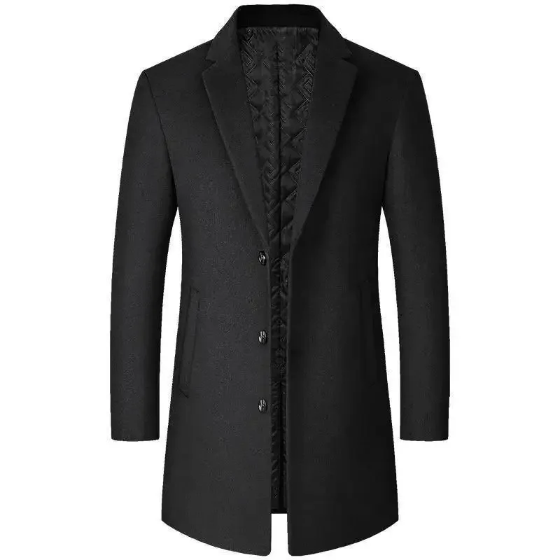 New Men's Woolen Jacket Slim Fit Medium-Length Coat, Autumn/Winter Warm Comfortable Wear. - Image 9