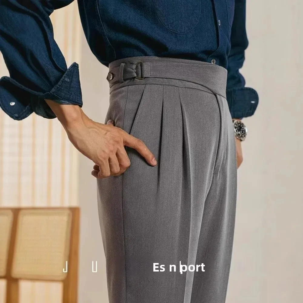 High Quality Men's Nine-Piece Suit Pants Draping Slim Fit Casual Westwear Quality Spring Summer Autumn Fashionable Trouser - Image 3