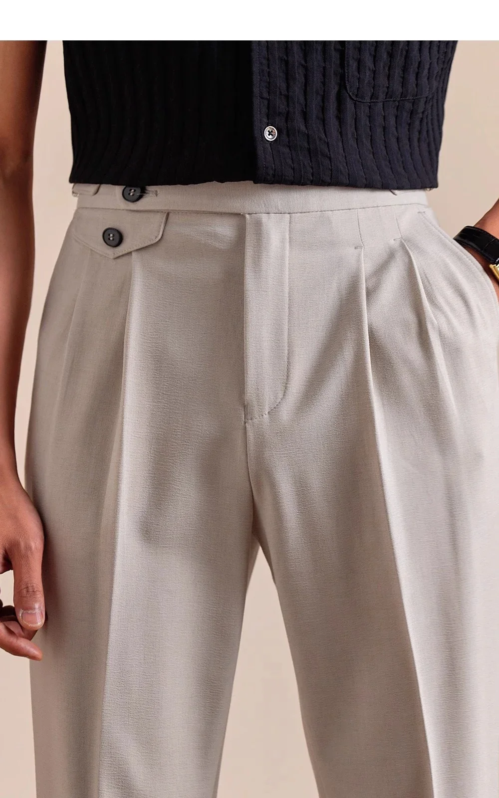 Mens Dress Pants Italian Style Trousers Straight Leg Men Double Pleated Breathable Business Casual Suit Pants - Image 5