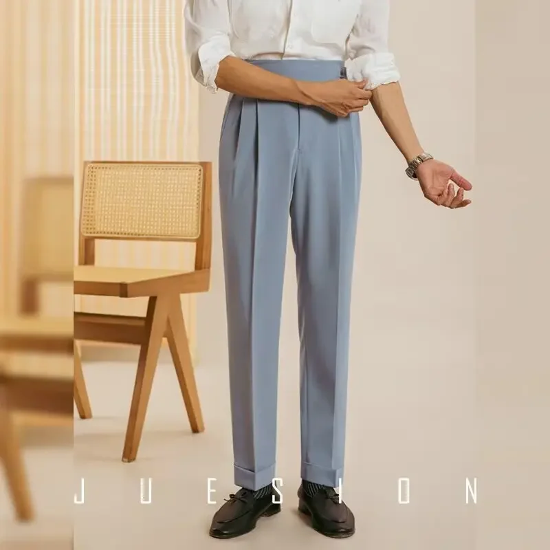 High Quality Men's Nine-Piece Suit Pants Draping Slim Fit Casual Westwear Quality Spring Summer Autumn Fashionable Trouser - Image 2