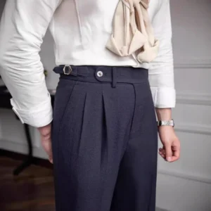 New 2025 Men's Neapolitan Mid High Waist Straight Casual Trousers British Retro Versatile Long Pants Summer Fashion Men's Wear