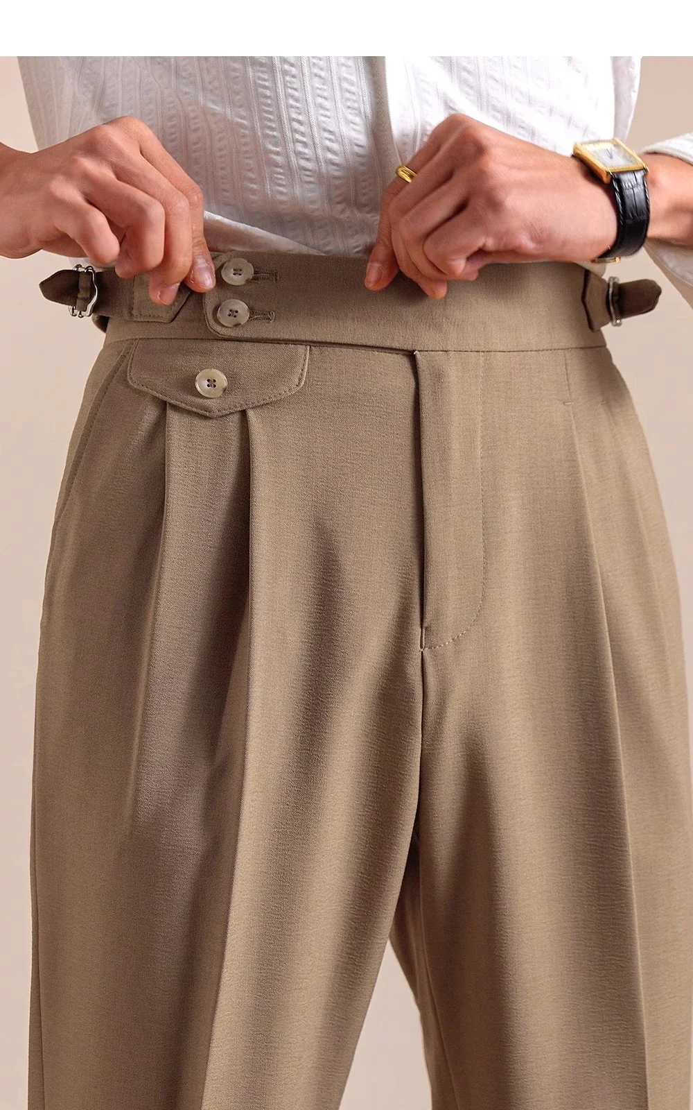 Mens Dress Pants Italian Style Trousers Straight Leg Men Double Pleated Breathable Business Casual Suit Pants - Image 3