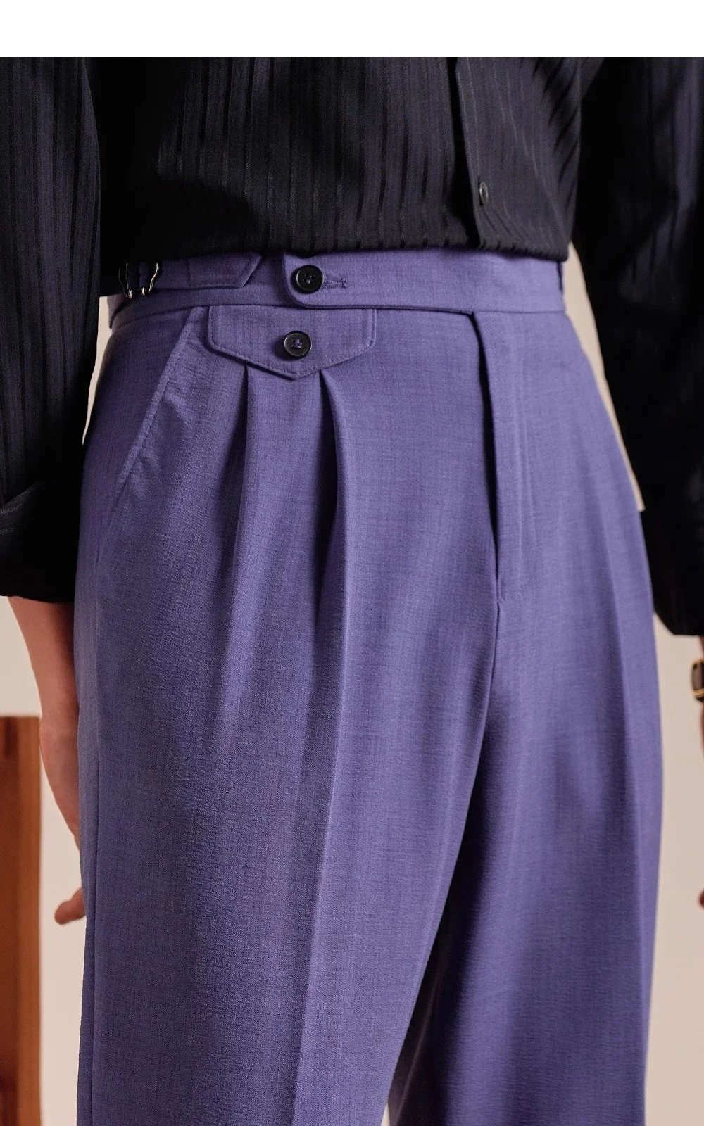 Mens Dress Pants Italian Style Trousers Straight Leg Men Double Pleated Breathable Business Casual Suit Pants - Image 2