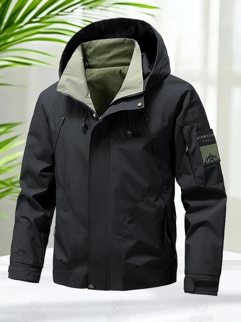 Waterproof Jacket Men Outdoor Softshell Zip Up Hooded Jacket Windbreaker Hiking Camping Coats Lightweight Spring Autumn Coats - Image 3