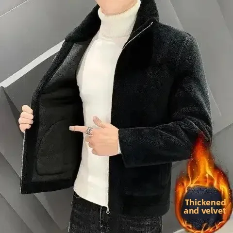 Men's Winter Fleece Lined Thickened Short Jacket Autumn Winter New Style Warm Clothing Short Length Woolen Coat Casual Loose Fit - Image 7