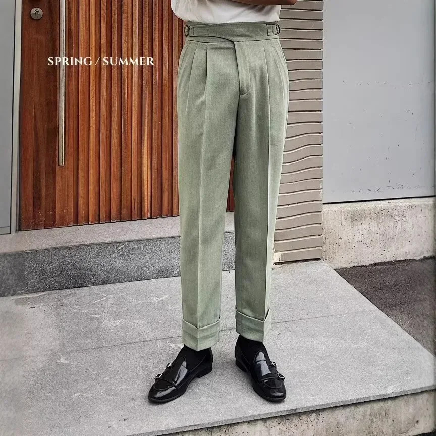 High Quality Men's Nine-Piece Suit Pants Draping Slim Fit Casual Westwear Quality Spring Summer Autumn Fashionable Trouser - Image 4