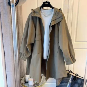 Versatile Loose-fit Casual Women's Trench Jacket Medium Length Spring Autumn Fashion Outerwear