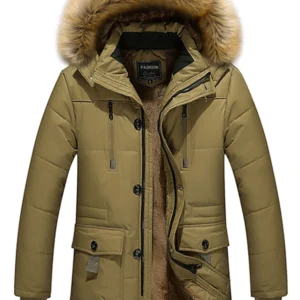 Winter Men's New Zipper Large Pockets Raccoon Collar Hair Medium-Length Padded And Thickened Cold Warm Cotton Jacket Coat