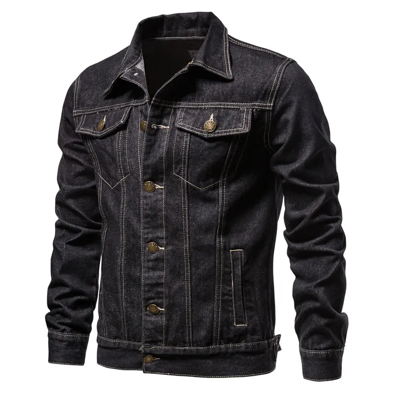 2025 Autumn Men Solid Denim Jackets Fashion Motorcycle Vintage Jeans Jackets Hommes Slim Fit Cotton Casual Black Blue Coats - Image 6
