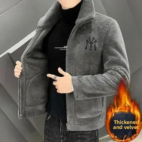 Men's Winter Fleece Lined Thickened Short Jacket Autumn Winter New Style Warm Clothing Short Length Woolen Coat Casual Loose Fit - Image 4