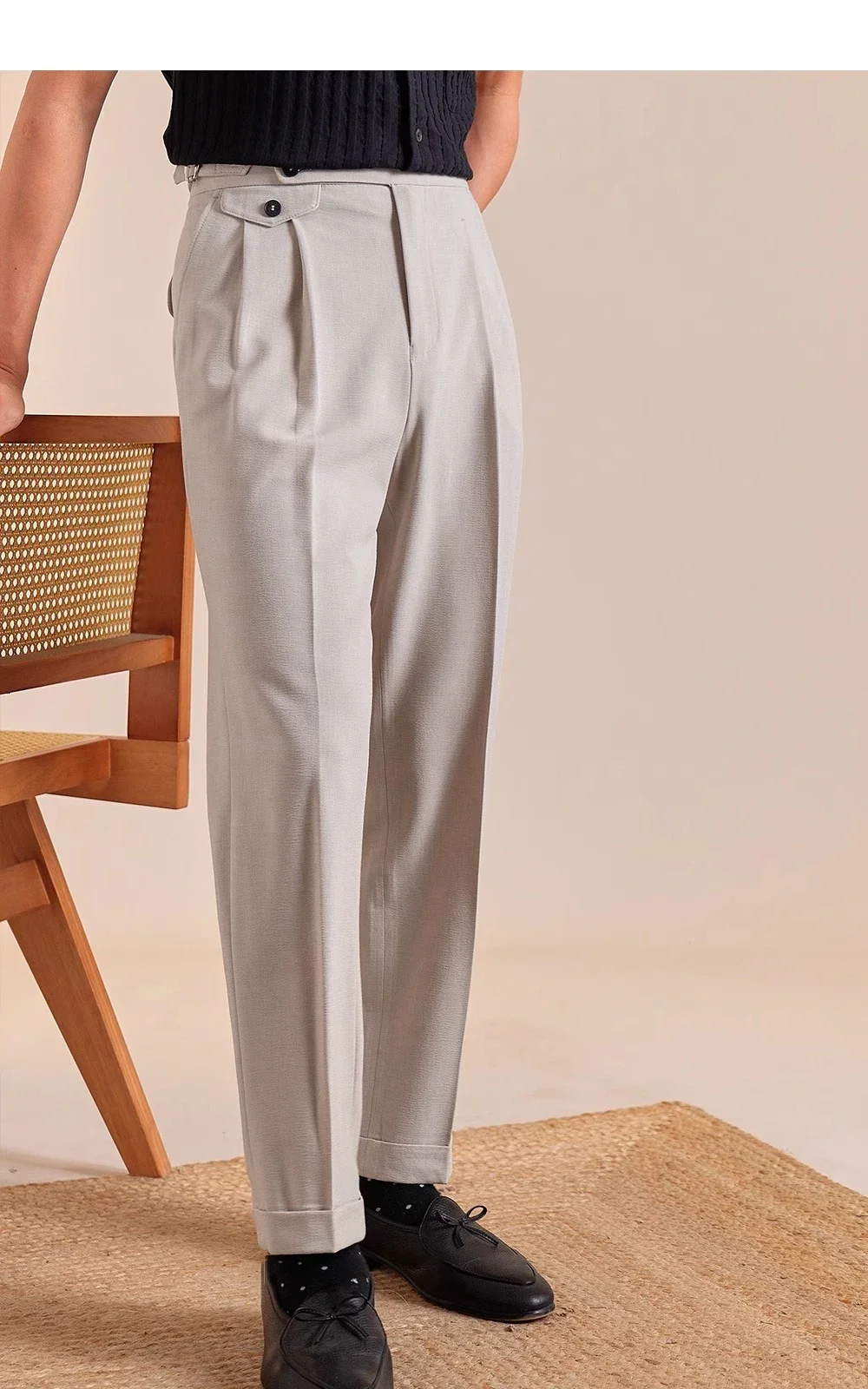 Mens Dress Pants Italian Style Trousers Straight Leg Men Double Pleated Breathable Business Casual Suit Pants - Image 6