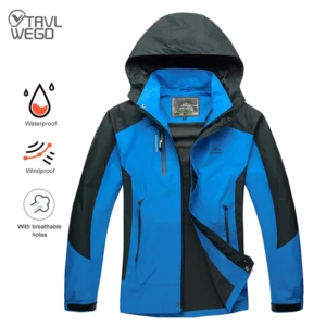 Camping Hiking Jacket Men Autumn Outdoor Sports Coats Climbing Trekking Windbreaker Travel Waterproof Jackets Black
