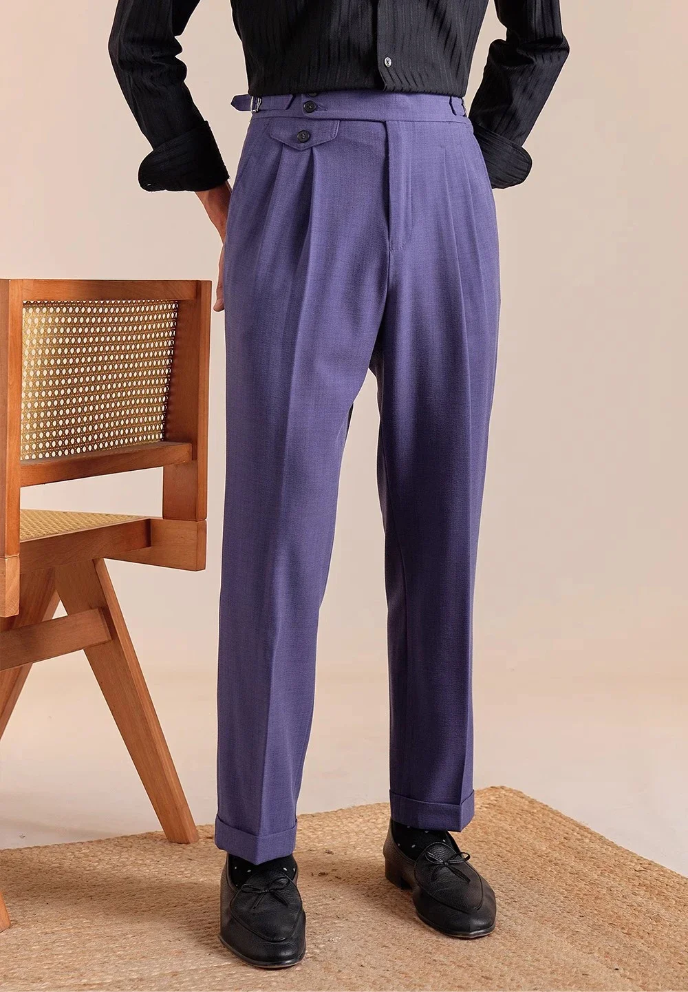 Mens Dress Pants Italian Style Trousers Straight Leg Men Double Pleated Breathable Business Casual Suit Pants - Image 7